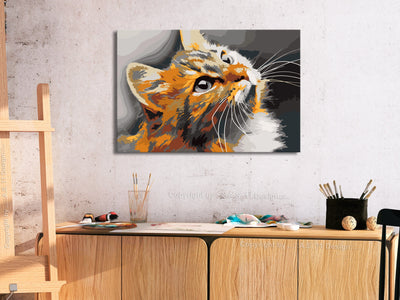 Kanva uz audekla "izkrāso pēc cipariem" - Sarkans kaķis 60x40 cm Artgeist