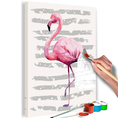 Kanva uz audekla "izkrāso pēc cipariem" - Skaists flamingo 40x60 cm Artgeist