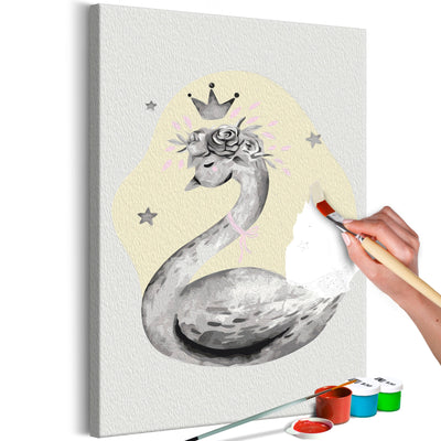 Kanva uz audekla "izkrāso pēc cipariem" - Swan in the Crown 40x60 cm Artgeist