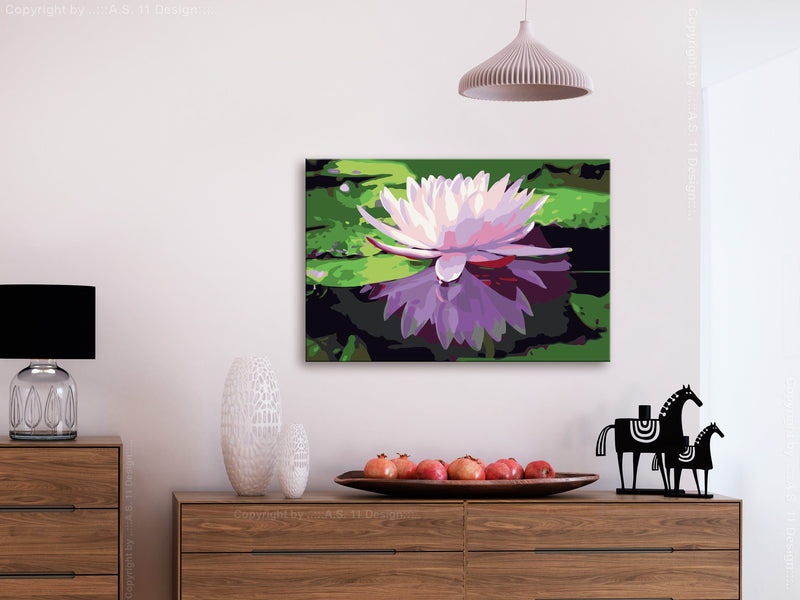 Kanva uz audekla "izkrāso pēc cipariem" - Ūdens lilija 60x40 cm Artgeist