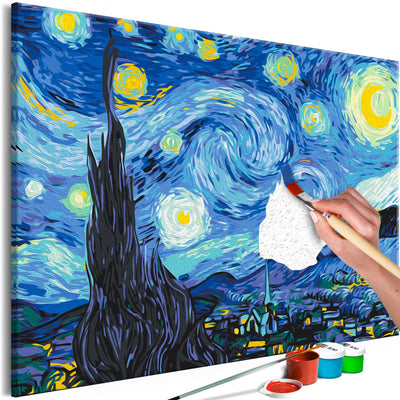 Kanva uz audekla "izkrāso pēc cipariem" - Van Gogh's Starry Night 60x40 cm Artgeist