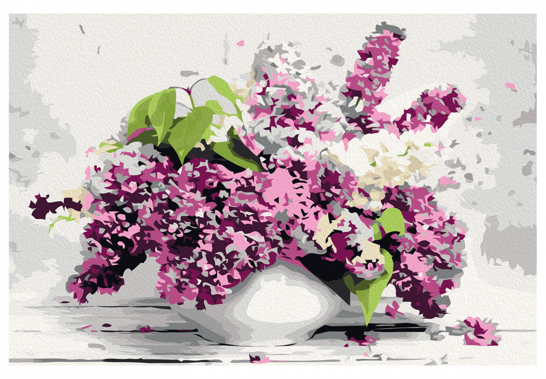 Kanva - Izkrāso pēc cipariem ar ceriņiem vāzē, izmērs 60x40 cm Artgeist