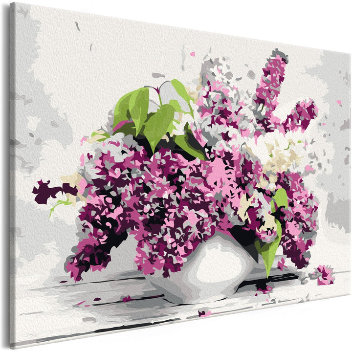 Kanva - Izkrāso pēc cipariem ar ceriņiem vāzē, izmērs 60x40 cm Artgeist