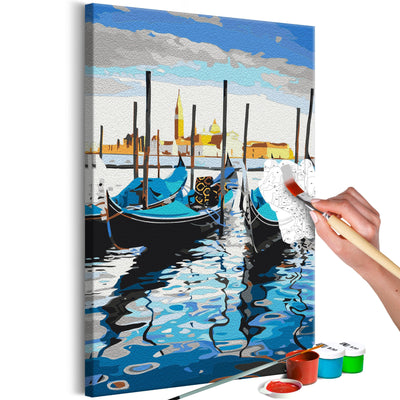 Kanva uz audekla "izkrāso pēc cipariem" - Venetian Boats 40x60 cm Artgeist