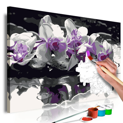 Kanva uz audekla "izkrāso pēc cipariem" - Violetā orhideja 60x40 cm Artgeist