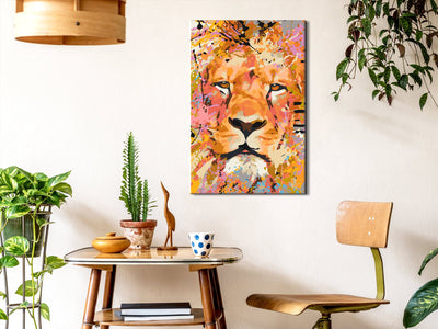 Kanva uz audekla "izkrāso pēc cipariem" - Watchful Lion 40x60 cm Artgeist