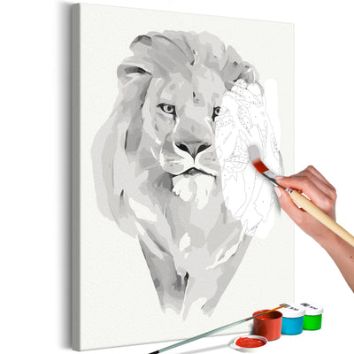 Kanva uz audekla "izkrāso pēc cipariem" - White Lion 40x60 cm Artgeist