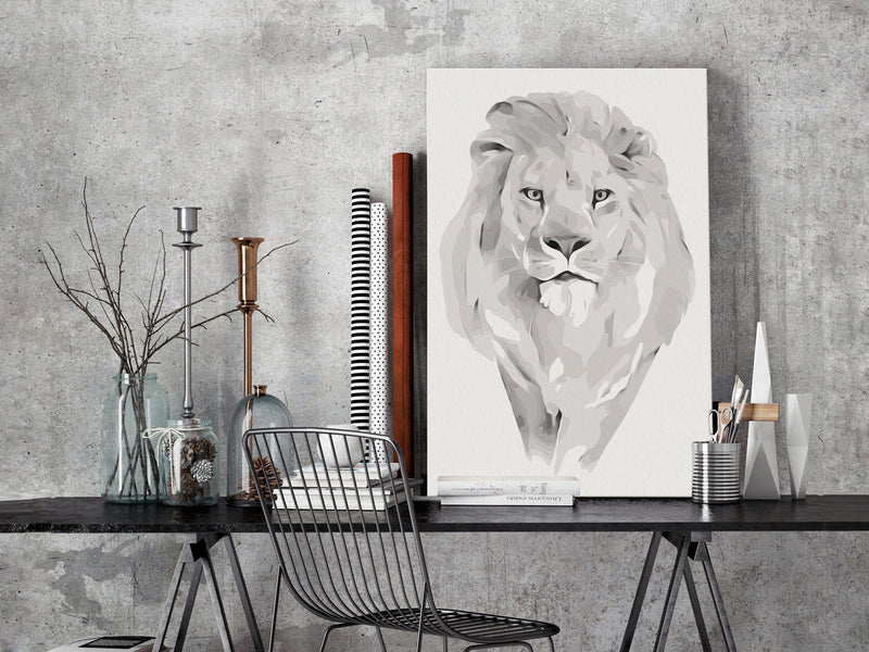 Kanva uz audekla "izkrāso pēc cipariem" - White Lion 40x60 cm Artgeist