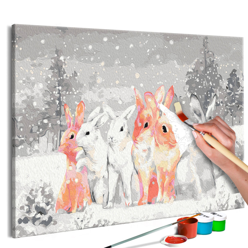 Kanva uz audekla "izkrāso pēc cipariem" - Winter Bunnies 60x40 cm Artgeist
