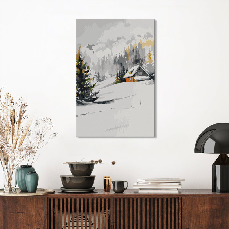 Kanva uz audekla "izkrāso pēc cipariem" - Winter Cottage 40x60 cm Artgeist