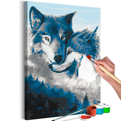 Kanva uz audekla "izkrāso pēc cipariem" - Wolves in Love 40x60 cm Artgeist
