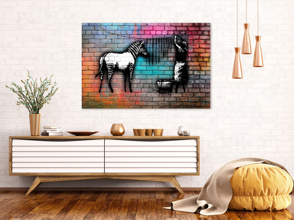 Glezna - Zebras mazgāšana - krāsains ķieģelis (x 1) G-ART.