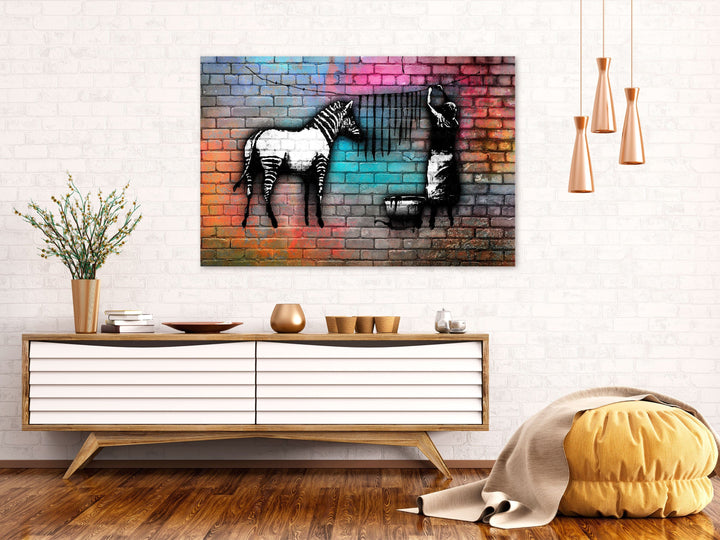 Glezna - Zebras mazgāšana - krāsains ķieģelis (x 1) G-ART.