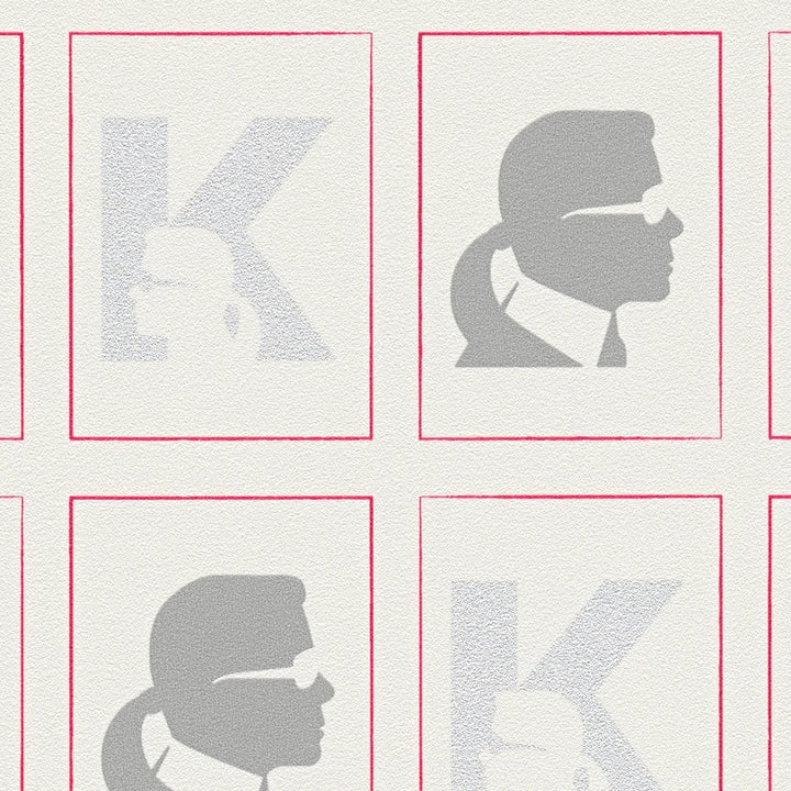 Karl LAGERFELD tapetes ar profila rakstu - pelēkas, baltas 378421 AS Creation