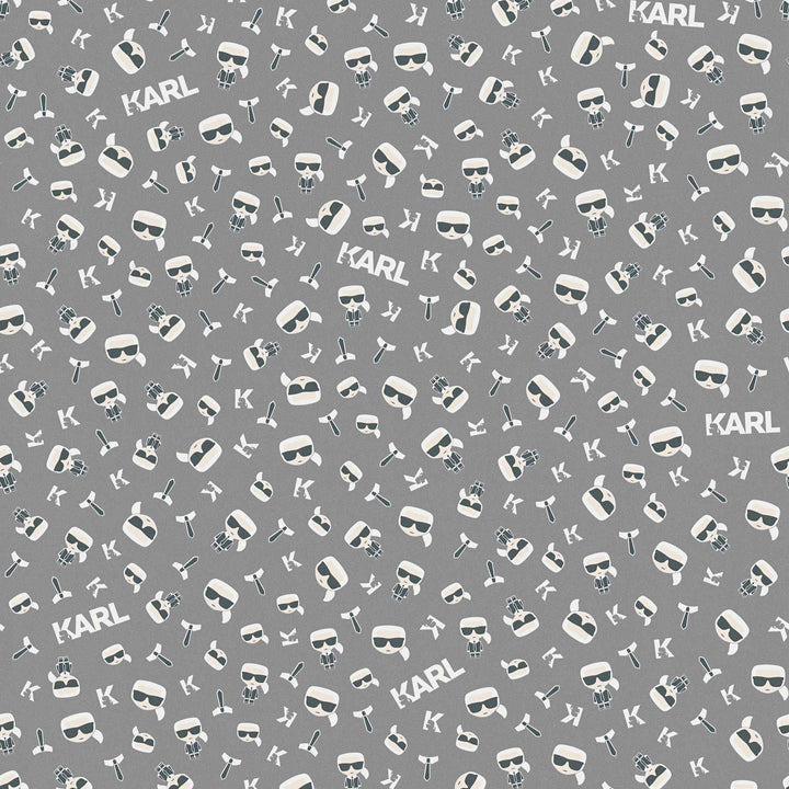 Karl LAGERFELD tapetes, komiksu dizains – pelēkā krāsā 378432 AS Creation