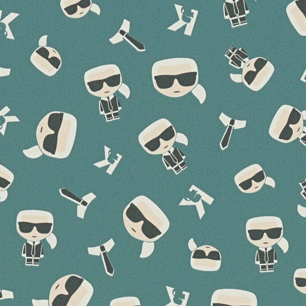 Karl LAGERFELD tapetes, komiksu dizains – zaļā krāsā 378436 AS Creation