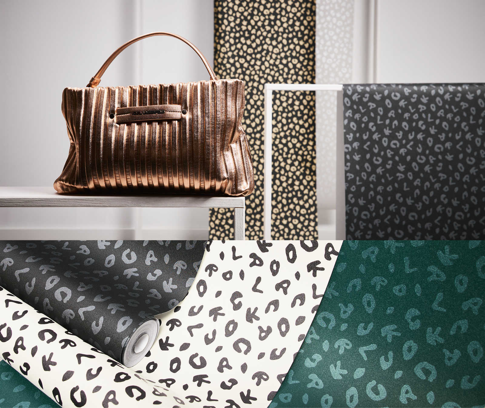 Karl LAGERFELD tapetes leoparda stilā, melnbaltas - 1343301 AS Creation
