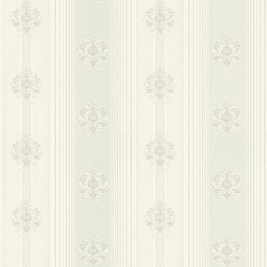 Klasiskā stila svītrainas ornamentālās tapetes, gaiši pelēkas, 330843 AS Creation