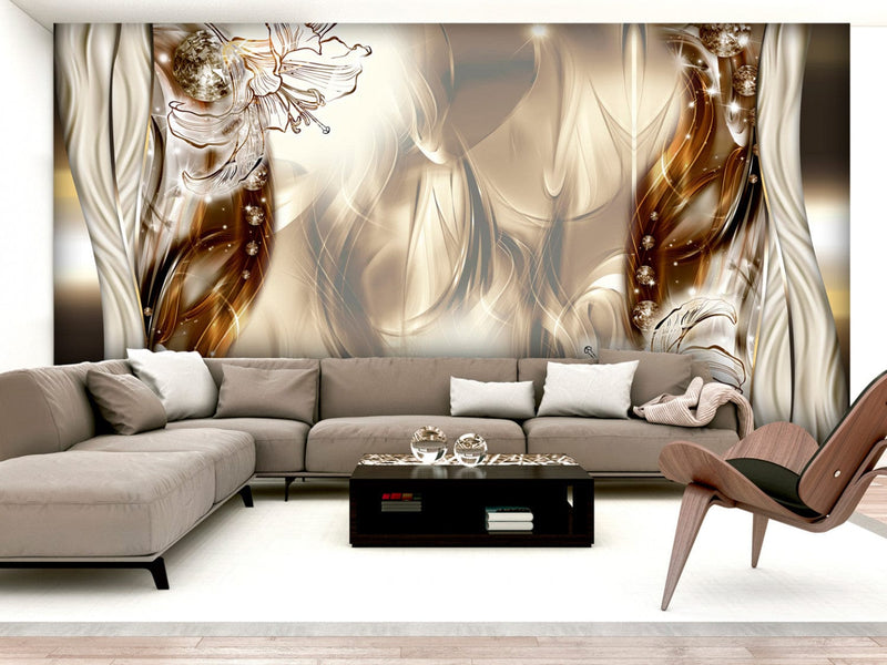 Широкоформатный Фотообои с абстракцией в коричневых тонах - Ethereal Radiance II, (500х280 см) G-ART