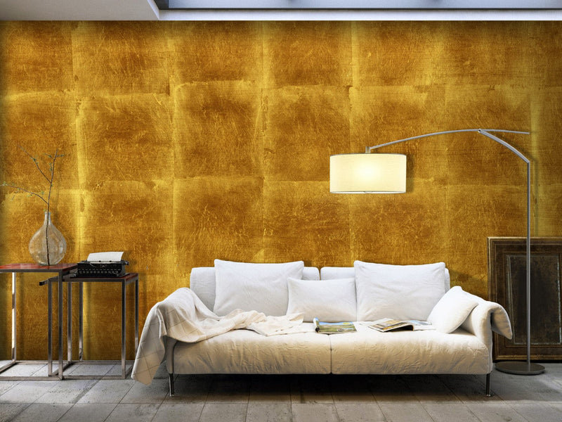 Широкоформатный Фотообои с золотым структурным рисунком - Золотая клетка (500х280 см) G-ART