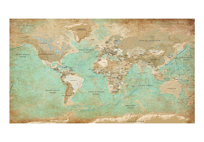 Широкоформатный Фотообои - Бирюзовая карта мира II (500х280 см) G-ART