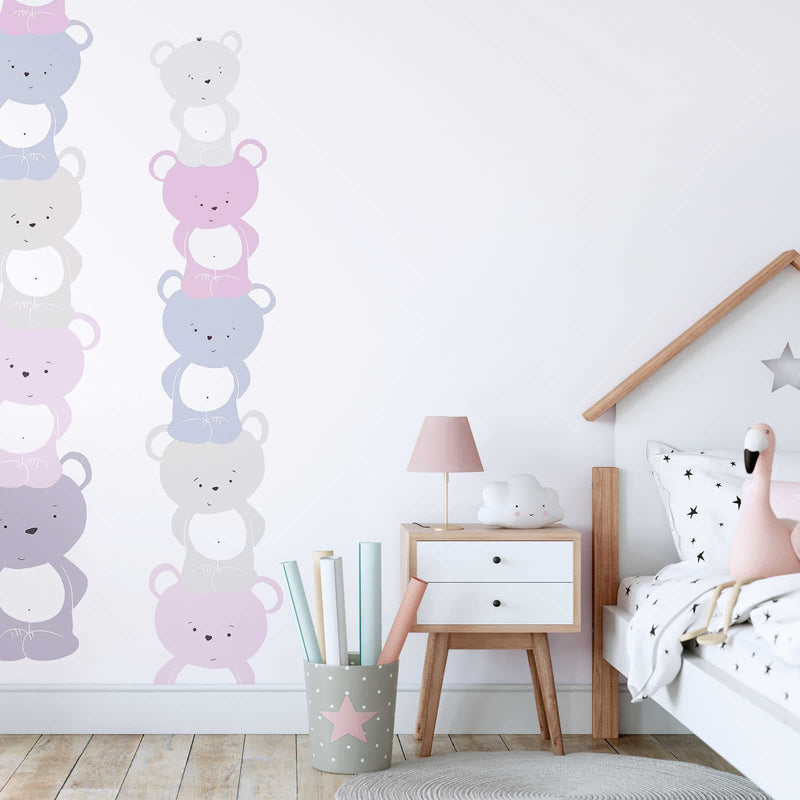 Baby wallpaper with teddy bears in pink for girls&