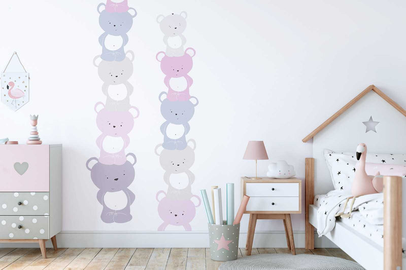 Baby wallpaper with teddy bears in pink for girls&