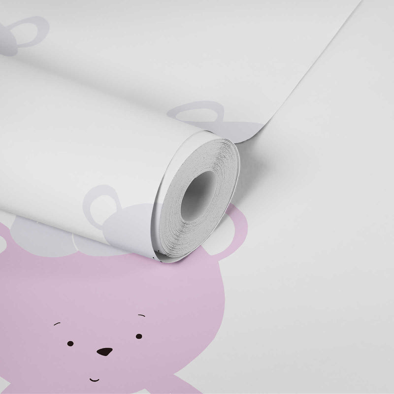 Baby wallpaper with teddy bears in pink for girls&