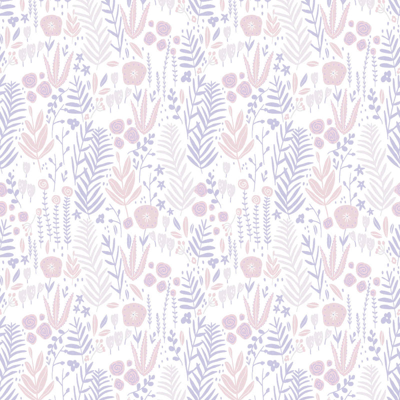 Girls room wallpaper with flowers - purple, pink, white, 1350375 Without PVC AS Creation