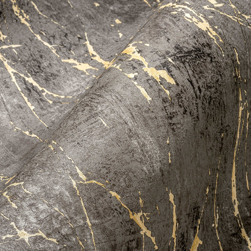 Juodojo marmuriniai tapetai su auksiniu efektu 1366117 AS Creation