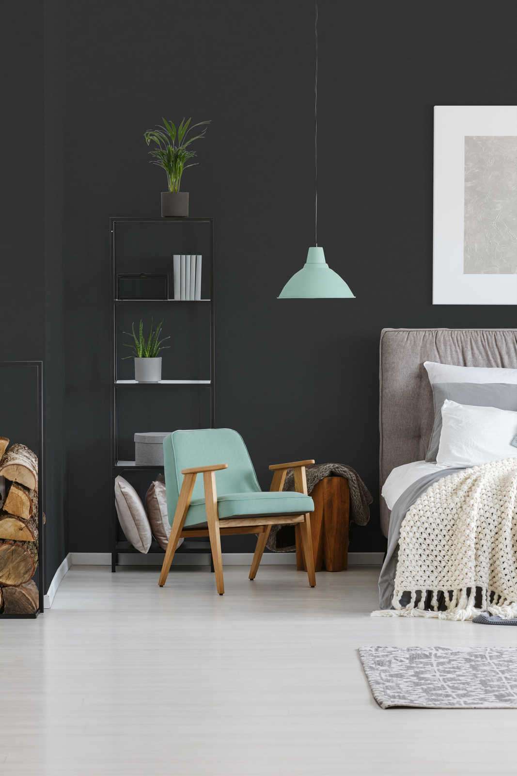 Melnas vienkrāsainas tapetes ar tekstila reljefa struktūru AS 371781 AS Creation