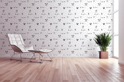 Black and white wallpaper for children's room - with animal and dot pattern 1350706 Without PVC AS Creation