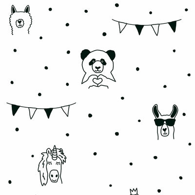 Black and white wallpaper for children's room - with animal and dot pattern 1350706 Without PVC AS Creation