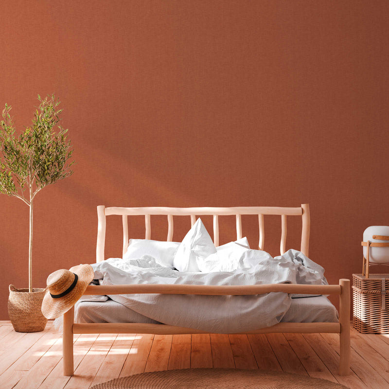 Orange red wallpapers with textile structure, 386137 AS Creation