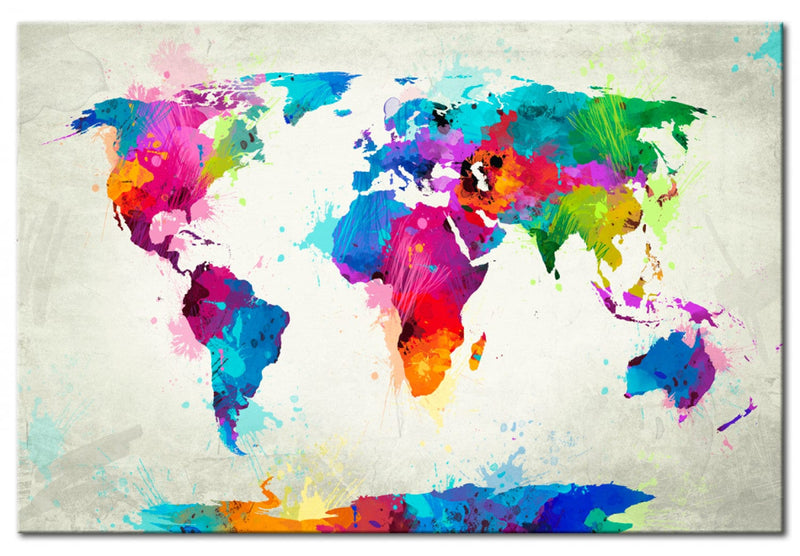 Pasaules karte: Krāsu sprādziens [Korķa tāfele]