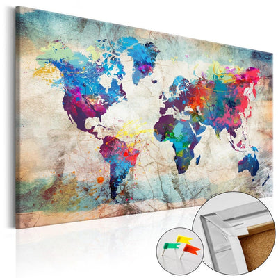 Pasaules karte: krāsu trakums [Korķa tāfele] Tapetenshop.lv