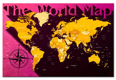 Pasaules karte: Rozā [Korķa tāfele] Tapetenshop.lv