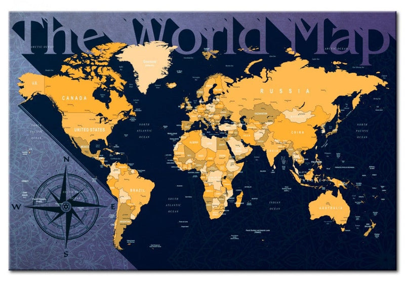 Pasaules karte: zila [Korķa tāfele] Tapetenshop.lv