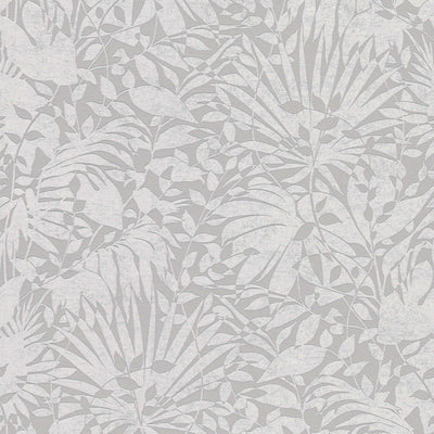 Gray wallpaper with leaves and textured surface, 1366330 AS Creation