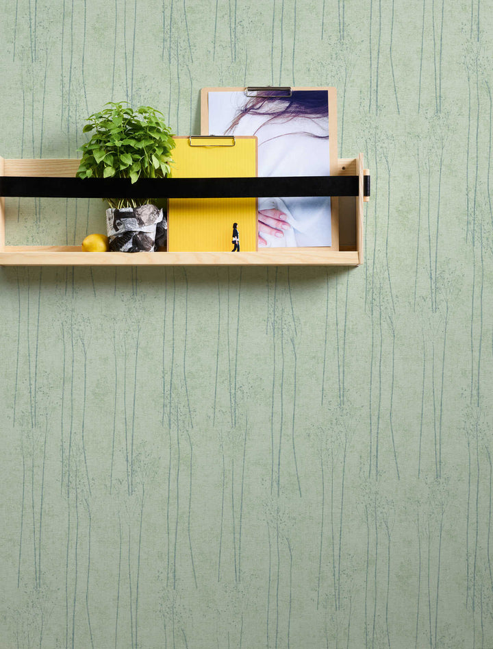 Piparmētru zaļas tapetes ar dabas dizainu Scandi stilā, 386144 AS Creation