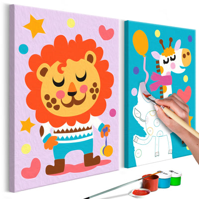 Radošais komplekts bērniem - Lauva un žirafe 33x23 cm Artgeist
