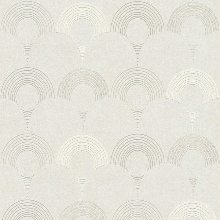 Retro stila tapetes, ģeometriskais apļa raksts gaišos toņos, 374801 AS Creation