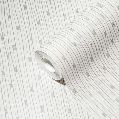 Retro wallpapers in the 50th style with a liner pattern in white, 1366175 AS Creation