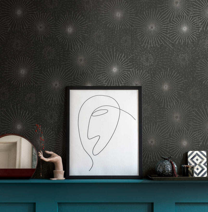 Retro wallpapers in the 50s, star motif in black 1366125 AS Creation