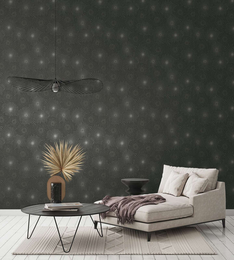 Retro wallpapers in the 50s, star motif in black 1366125 AS Creation