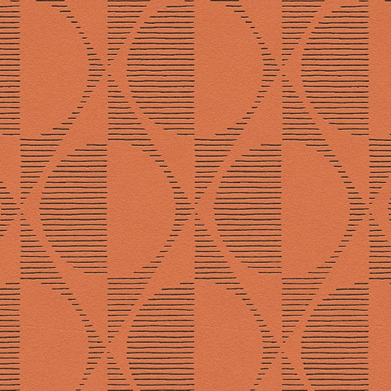 Retro tapetes ar apļa un rombveida rakstu oranžā krāsā, 1334000 AS Creation