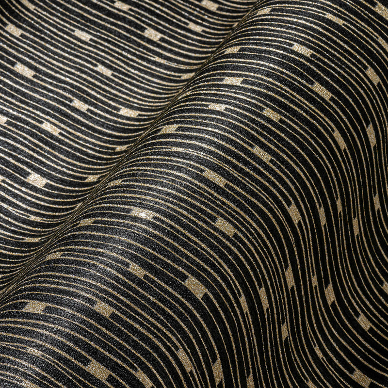 Retro wallpapers with linear pattern in black and gold, 1366200 AS Creation