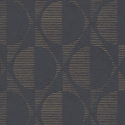 Retro tapetes ar simetrisku rakstu - melnā un zeltā krāsā, 1333775 AS Creation