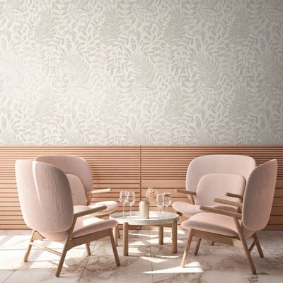 SCANDI Wallpaper with Leaf Pattern Cream, 1366316 AS Creation