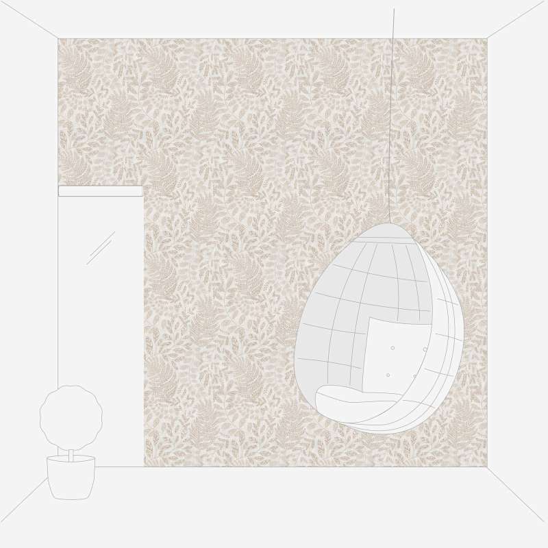 SCANDI Wallpaper with Leaf Pattern Cream, 1366316 AS Creation